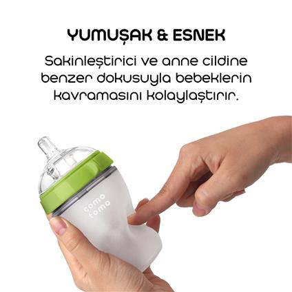 Comotomo Antikolik Silikon Biberon 250 Ml 3-6 Ay Yeşil