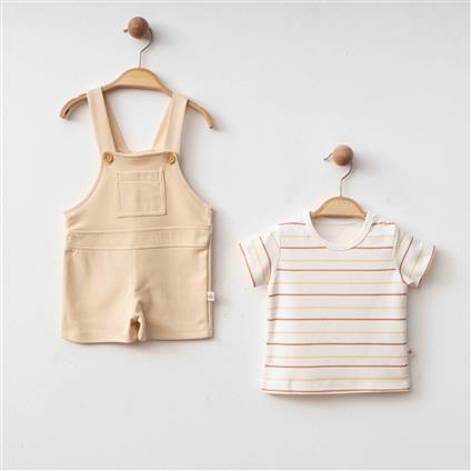 Eslenza Baby Şortlu Salopet 0127 Bej Bej 9 Ay