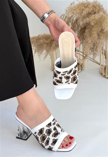 Evra Zebra Triko Topuklu Terlik