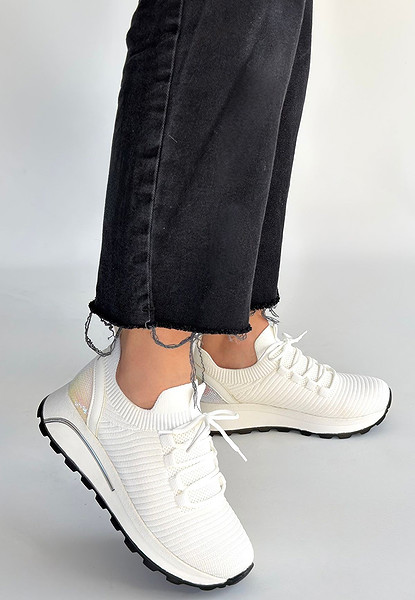 Feort Beyaz Triko Bağcıklı Spor Ayakkabı