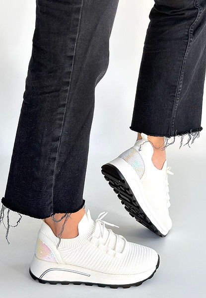 Feort Beyaz Triko Bağcıklı Spor Ayakkabı