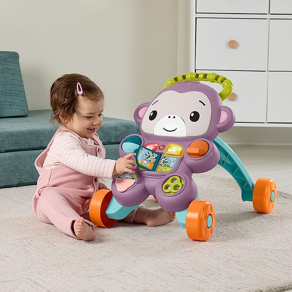 Fisher Price Sesli Ve Işıklı Benimle Öğren Mor Maymun Yürüteç Jgw94