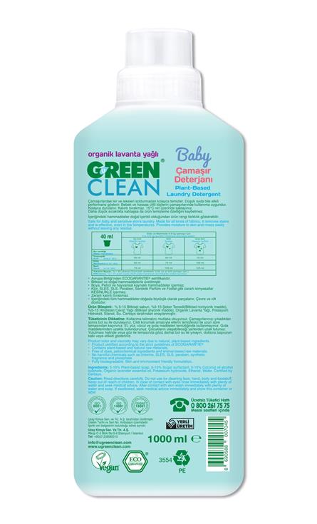 Green Clean Baby Bitkisel Çamaşır Deterjanı 1000 Ml (20 Yıkama)