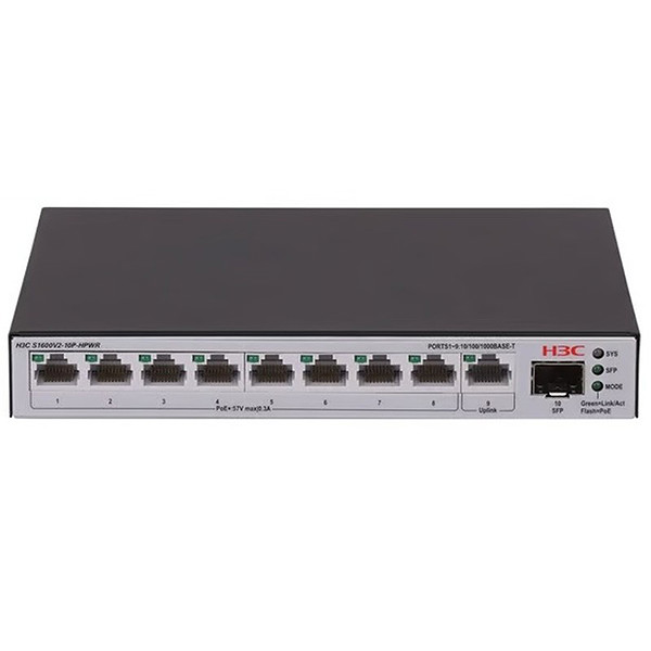 H3C Aolynk S1600V2-10P-Hpwr 8 Port Gıgabıt + 1Xgb Sfp/1Xrj45 Uplınk 125W Poe Yönetilebilir Swıtch