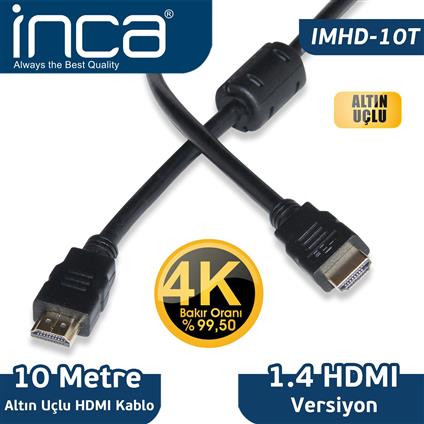 Inca Imhd-10T 10M Hdmı 1.4V 3D Altın Uclu Kablo