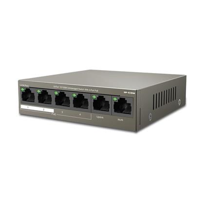 IP-Com F1106P-4-63W 4 Port 10/100+2X10/100 Uplınk Metal Kasa 58W Poe Swıtch