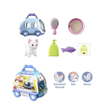 Jnd-6801 Taşıma Araba Çantalı Hareketli Pilli Kedi Set -Vardem Oyuncak