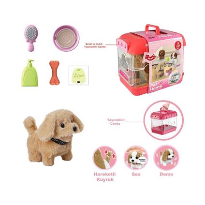 Jnd-6806 Hareketli Köpek Ve Işıklı Sesli Şeffaf Kafes Seti -Vardem Oyuncak