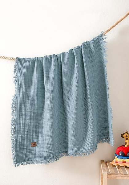 Kanz Bebek 4 Kat Müslin Örtü Knz-027 Mavi