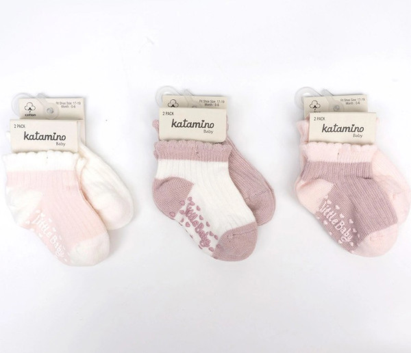 Katamino Adonis Kaymaz 2Li  Kız Bebek Patik Çorap K44149 Asorti
