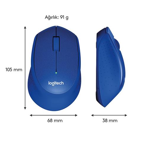Logıtech M330 Sessız Kablosuz Usb Optik Mouse Mavi 910-004910