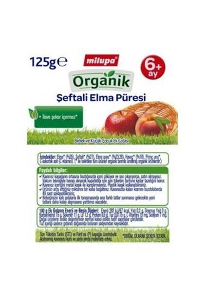 Milupa Organik Şeftali Elma Püreli Kavanoz Maması 125 Gr