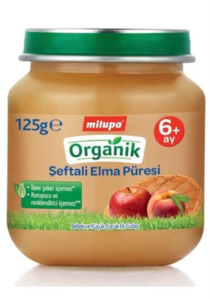 Milupa Organik Şeftali Elma Püreli Kavanoz Maması 125 Gr