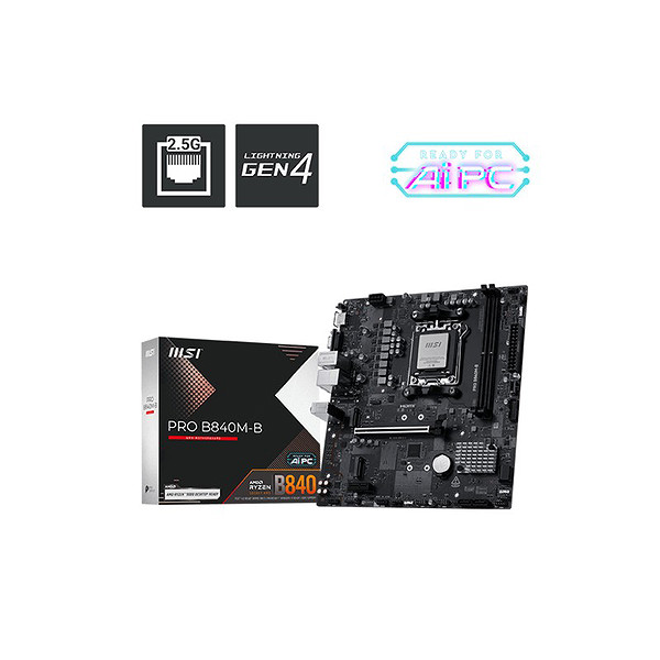 Msı Pro B840M-B Ddr5 8000MT/S 1Xhdmı 2XM.2 Usb-C AM5 Matx (Amd AM5 9000/8000/7000 Serileri İle Uyumlu)