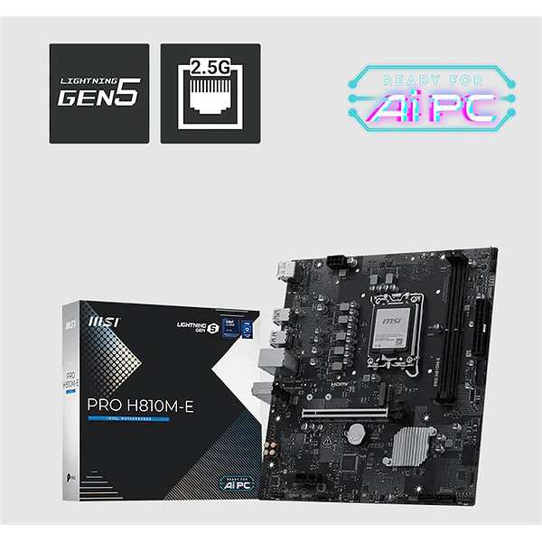 Msı Pro H810M-E Ddr5 6400MT/S 1Xhdmı 1Xdp 1XM.2 Usb 3.2 Matx 1851P (Intel Ultra Processors Serıes 2)