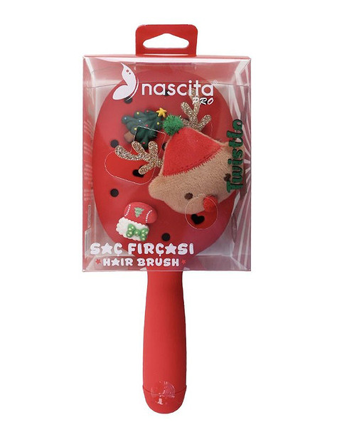 Nascita Twistlo Yılbaşı Temalı Saç Fırçası 75 Kırmızı