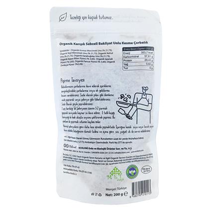 OG Natural Organik Karışık Sebzeli Bakliyat Unlu Kesme Çorbalık 200 Gr