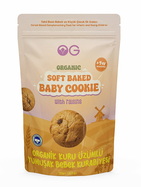 OG Natural Organik Kuru Üzümlü Yumuşak Bebek Kurabiyesi 125G