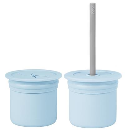 Oioi Ham+Hüp Pipetli Silikon Bardak Seti Mineral Blue / Powder Grey