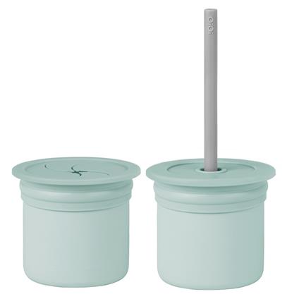 Oioi Ham+Hüp Pipetli Silikon Bardak Seti River Green / Powder Grey
