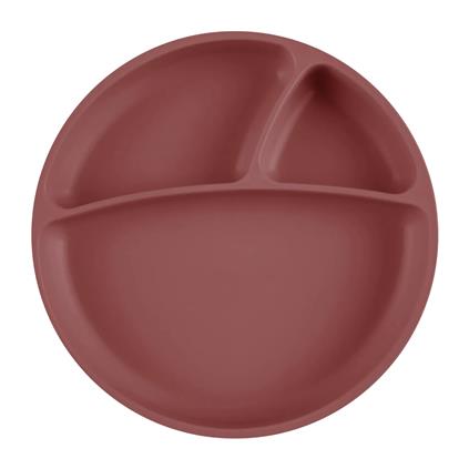 Oioi Porsiyon Vakum Tabanlı Silikon Tabak Bordo