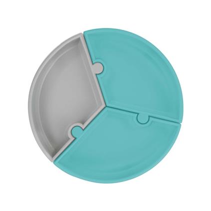 Oioi Puzzle Vakumlu Mama Tabağı - Aqua Green / Powder Grey