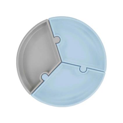 Oioi Puzzle Vakum Tabanlı Silikon Tabak Mineral Blue / Powder Grey