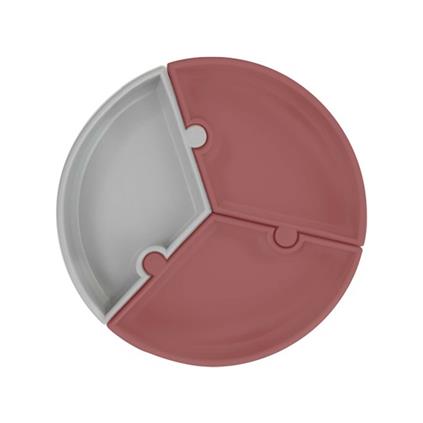 Oioi Puzzle Vakum Tabanlı Silikon Tabak Velvet Rose / Powder Grey