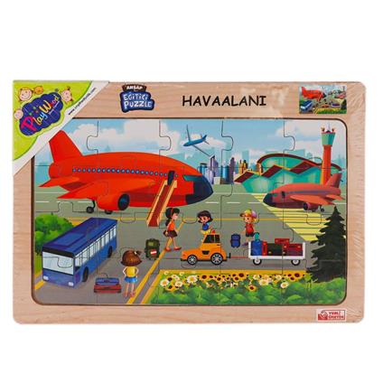 Ony-233-234-235-236 Ahşap Eğitici Puzzle Havaalanı -Onyıl Oyuncak