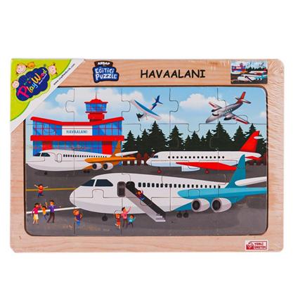 Ony-233-234-235-236 Ahşap Eğitici Puzzle Havaalanı -Onyıl Oyuncak