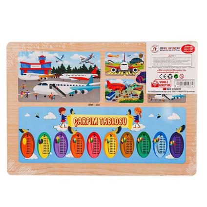 Ony-233-234-235-236 Ahşap Eğitici Puzzle Havaalanı -Onyıl Oyuncak