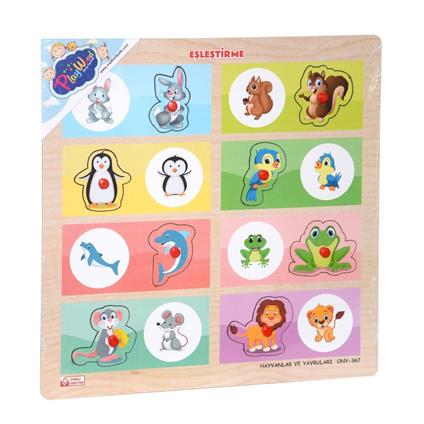 Ony-366-367 Ahşap Tutmalı Eşleştirme -Hayvanlar Ve Yavruları