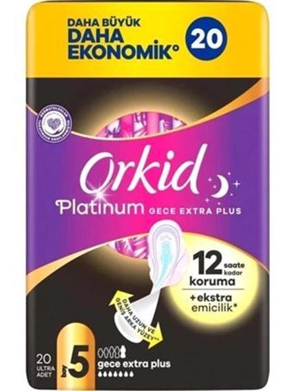 Orkid Ultra Platinum Gece Ekstre Plus Ped 20'Li