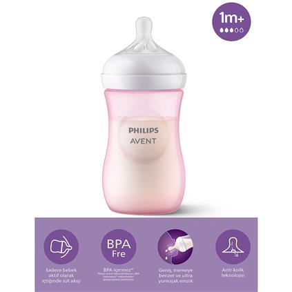 Philips Avent Doğal Tepkili Natural Response PP Biberon 260 Ml 1+ Ay Pembe
