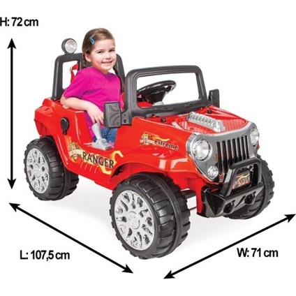 Pilsan Ranger 12 V Üstü Açık Tek Kişilik Akülü Jip Kırmızı
