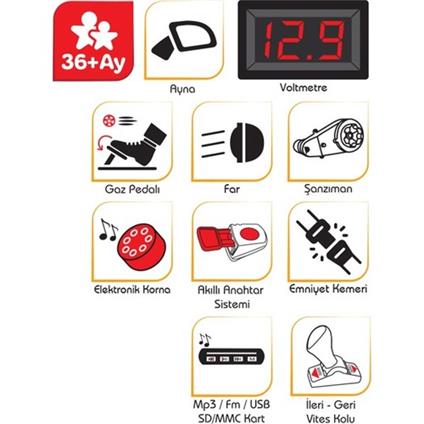 Pilsan Ranger 12 V Üstü Açık Tek Kişilik Akülü Jip Kırmızı