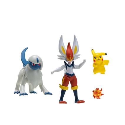 Pokemon Battle Aksiyon Figür Ve Figür 3'Lü Set Pikachu & Cinderace & Absol Pokemon