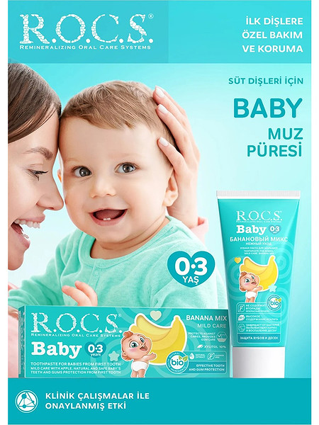 R.O.C.S. Baby Diş Macunu Muz Püresi Tadında 0-3 Yaş 45 Gr