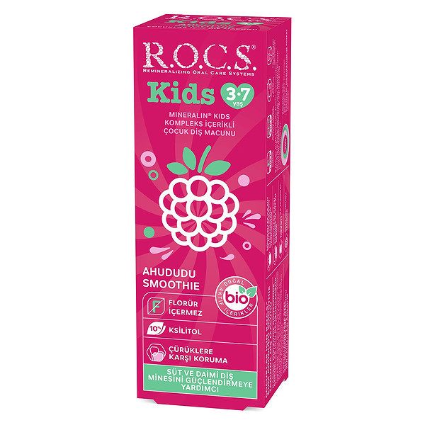 R.O.C.S. Kids Ahududu Smoothie Tadında Florürsüz Diş Macunu 45 Gr