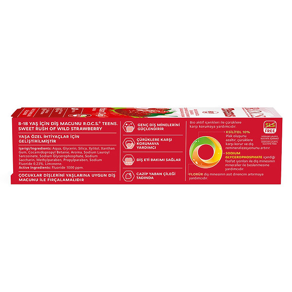 R.O.C.S. Teen Yaban Çileği Diş Macunu 8-18 Yaş 60 Ml