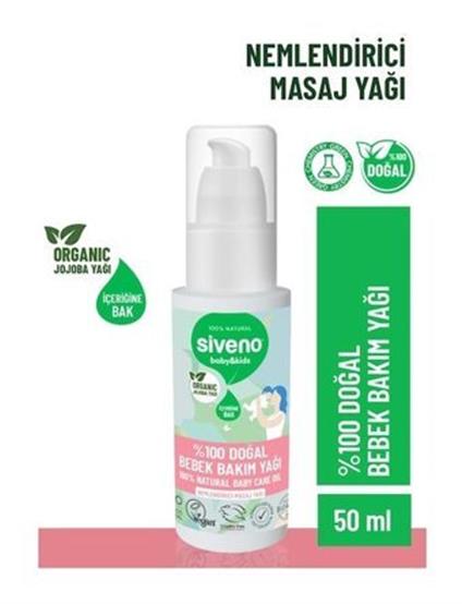 Siveno %100 Doğal Bebek Yağı Organik Jojoba Bakım Masaj Yağı Parafinsiz Bitkisel Vegan 50 ML
