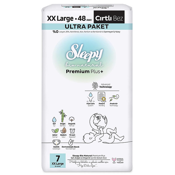 Sleepy Bio Natural Bebek Bezi Ultra Paket 7 Beden 48 Adet