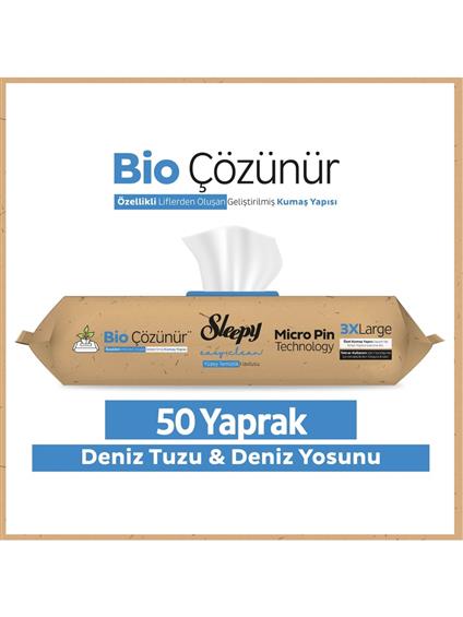 Sleepy Bio Yüzey Temizlik Havlusu 50 Adet Deniz Tuzu Yosun