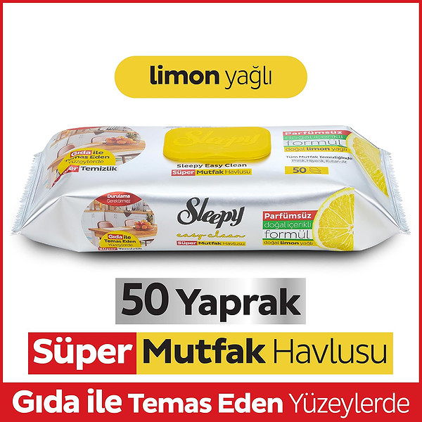 Sleepy Mutfak Temizlik Havlusu 50 Adet Limon