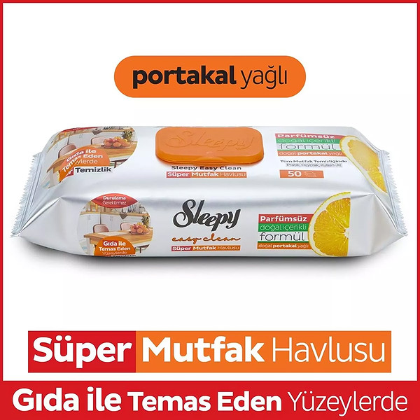Sleepy Mutfak Temizlik Havlusu 50 Adet Portakal