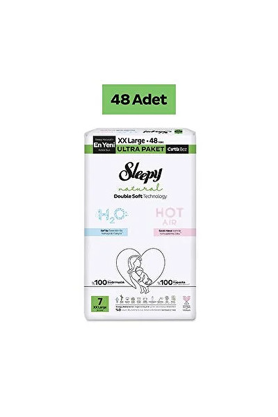 Sleepy Natural Double Soft Bebek Bezi Ultra Paket 7 Beden 48 Adet