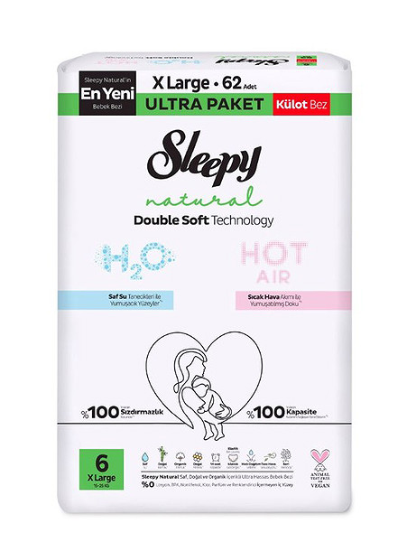Sleepy Natural Double Soft Külot Bez Ultra Paket 6 Beden 62 Adet