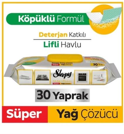 Sleepy Yüzey Temizlik Havlusu 30 Adet Yağ Çözücü
