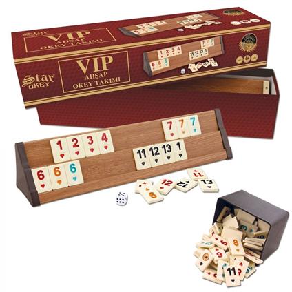 1010464 Vip Ahşap Okey Takımı Açık Renk ,Star Okey