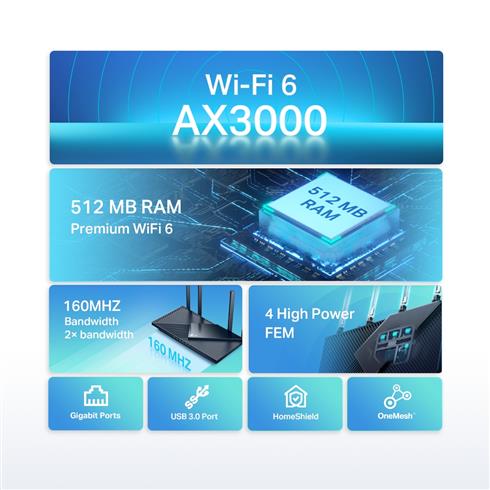 TP-Lınk Archer AX55 AX3000 WI-FI6 5 Port Gıgabıt 2.4/5Ghz Dualband Router